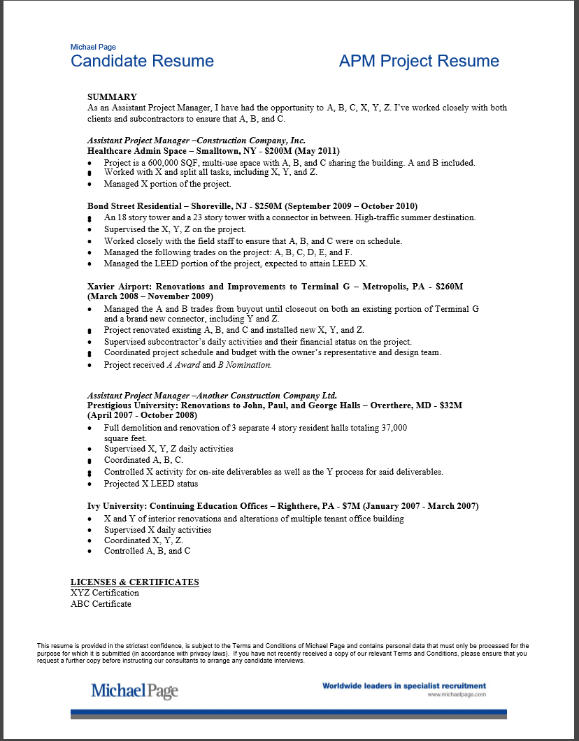 Free Creative Project Manager Resume Template Resume Now