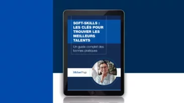 Tablet displaying a guide on soft skills for finding top talent.