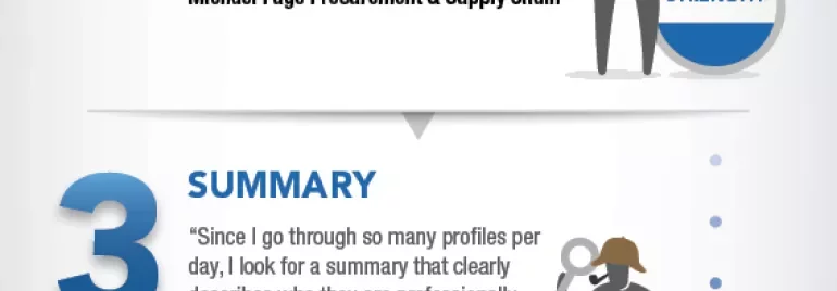 Infographic: 5 steps to a LinkedIn profile that gets noticed with recruiter tips.