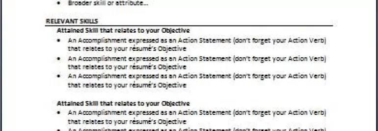 Resume template with sections for skills, experience, and education.