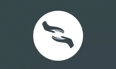 Two hands reaching towards each other in a circle.
