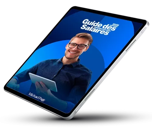 Tablet displaying the cover of Michael Page’s 2026 Salary Guide