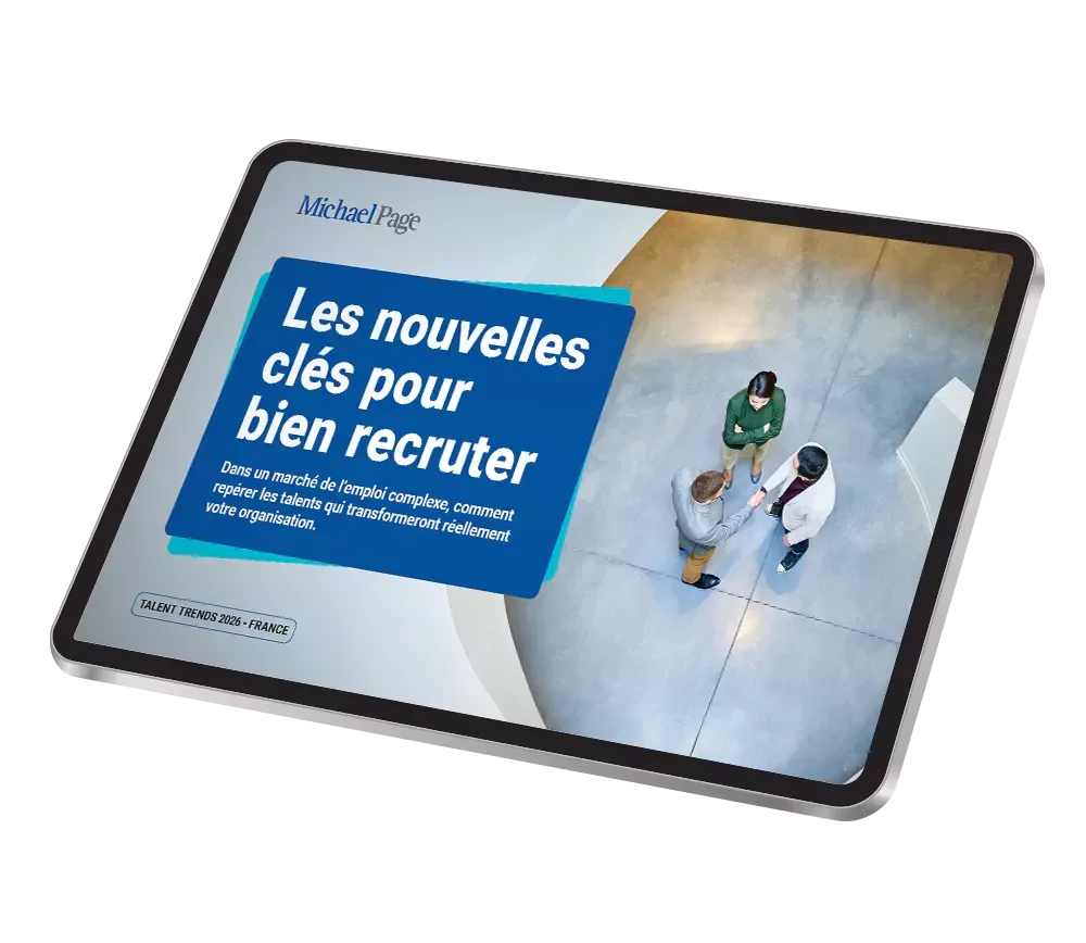 Tablet avec la couverture de l'étude Talent Trends 2026